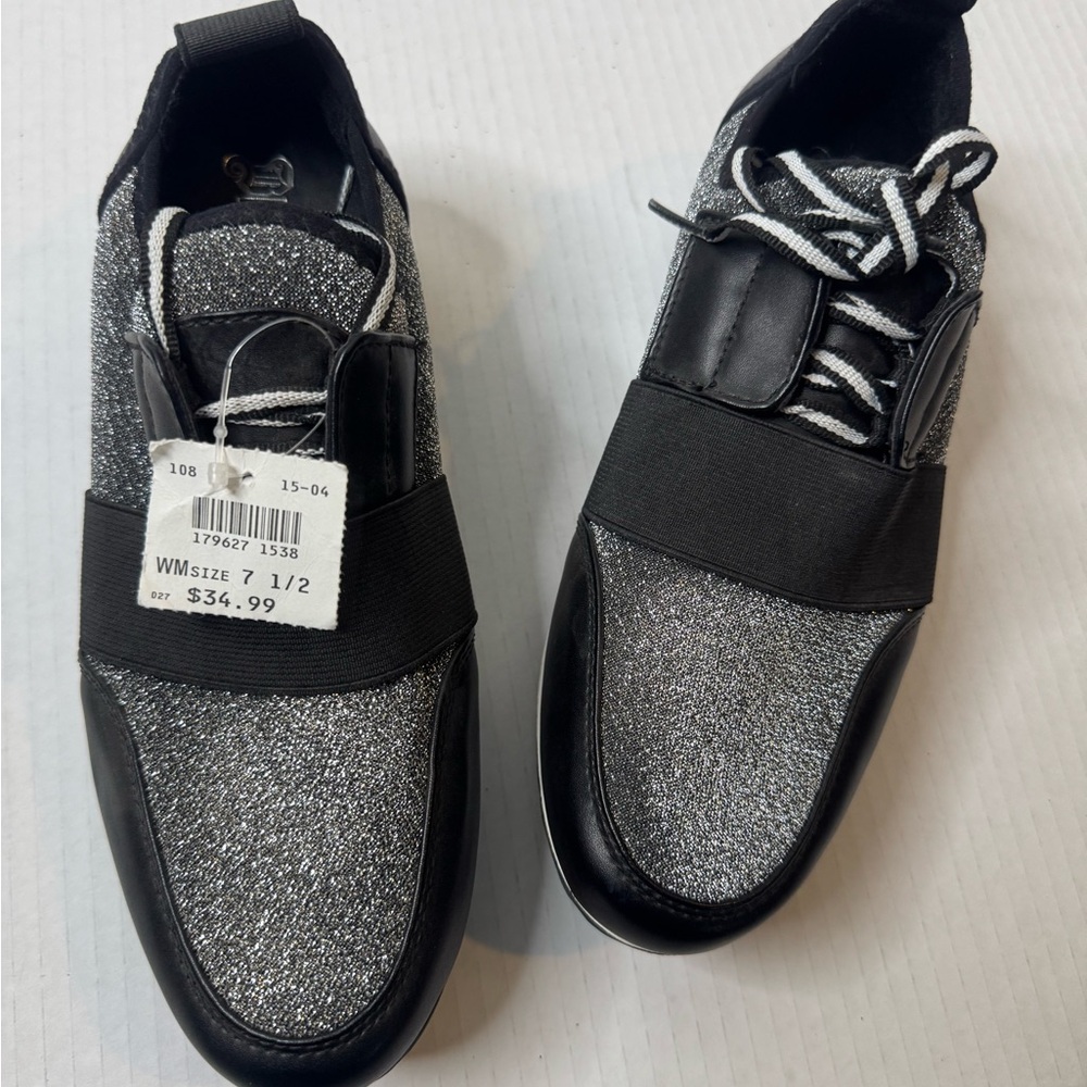 Brash Black and Silver Glitter Sneakers - Picture 11 of 15